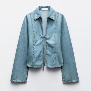 Zara Denim Tie Top